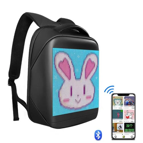 Backpack with programmable LED display.