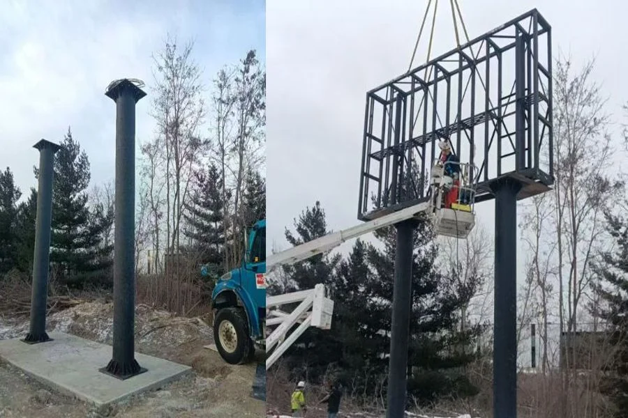 Structures mounted on poles